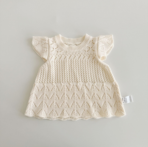 New Arrival Winter and Autumn Infant Baby Kids Girls Hollow-out Fly Sleeves Knitted Vest Wholesale New Arrival Winter and Autumn Infant Baby Kids Girls Hollow-out Fly Sleeves Knitted Vest Wholesale