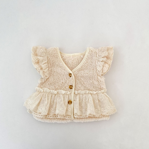 New Arrival Winter and Autumn Infant Baby Kids Girls Fly Sleeves Fluffy Vest Wholesale