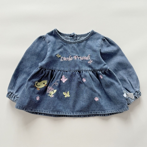 Autumn Infant Baby Kids Girls Long Sleeves Embroidery Pattern Top and Plain Shorts Clothing Sets Wholesale