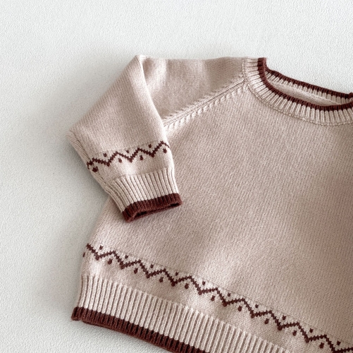 New Arrival Winter and Autumn Infant Baby Kids Long Sleeves Knitted Jacquard Pattern Sweater Wholesale